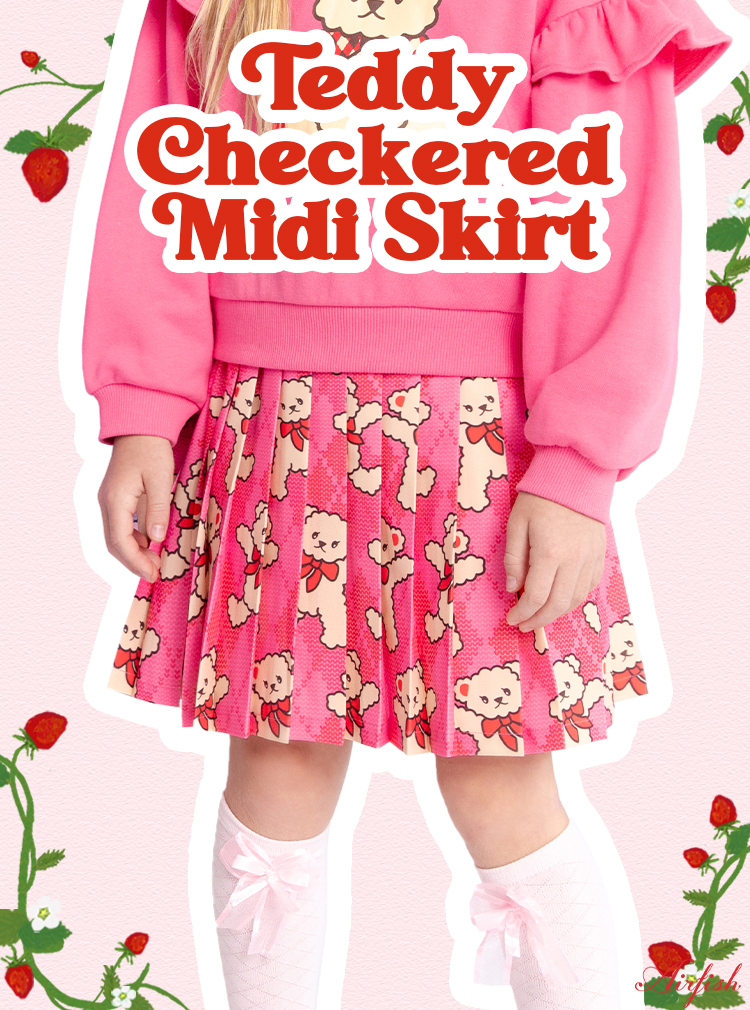 [SALE] Teddy Checkered Midi Skirt_Magenta